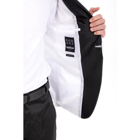 Derman White Pointed Collar Silvery Classic 2 Piece Tuxedo - Picture 8 of 8